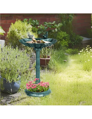 Outsunny 81cm Tall Bird Bath with 2 Decorative Birds, Vintage Style Birdbath with Flower Planter Base, Bird Bath Bowl for Garden