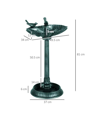 Outsunny 81cm Tall Bird Bath with 2 Decorative Birds, Vintage Style Birdbath with Flower Planter Base, Bird Bath Bowl for Garden