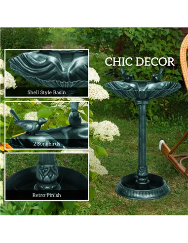 Outsunny 81cm Tall Bird Bath with 2 Decorative Birds, Vintage Style Birdbath with Flower Planter Base, Bird Bath Bowl for Garden