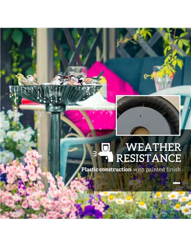 Outsunny 81cm Tall Bird Bath with 2 Decorative Birds, Vintage Style Birdbath with Flower Planter Base, Bird Bath Bowl for Garden