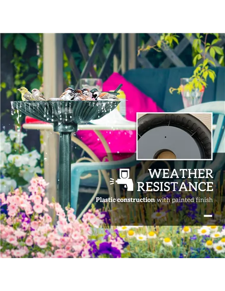 Outsunny 81cm Tall Bird Bath with 2 Decorative Birds, Vintage Style Birdbath with Flower Planter Base, Bird Bath Bowl for Garden