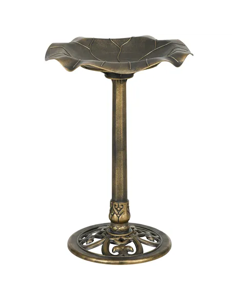 Outsunny 71cm Bird Bath for Garden, Standing Pedestal Birdbath with Lotus Leaf Basin, Vintage Decorative Bird Bath Bowl for Outd