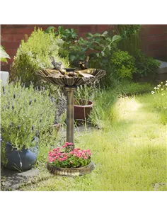 Outsunny 81cm Tall Bird Bath with 2 Decorative Birds, Vintage Style Birdbath with Flower Planter Base, Bird Bath Bowl for Garden 2