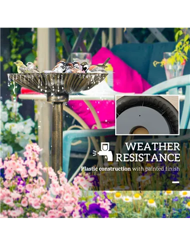 Outsunny 81cm Tall Bird Bath with 2 Decorative Birds, Vintage Style Birdbath with Flower Planter Base, Bird Bath Bowl for Garden