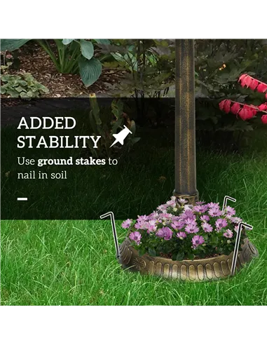 Outsunny 81cm Tall Bird Bath with 2 Decorative Birds, Vintage Style Birdbath with Flower Planter Base, Bird Bath Bowl for Garden