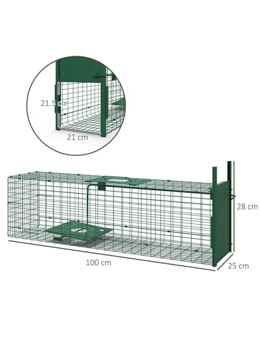 Outsunny Metal Rat Trap with Single Door, for Small Animals, Dark Green