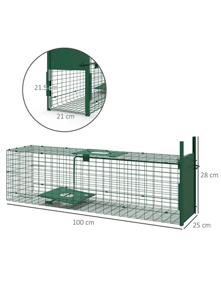 Outsunny Metal Rat Trap with Single Door, for Small Animals, Dark Green