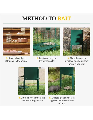 Outsunny Metal Rat Trap with Single Door, for Small Animals, Dark Green