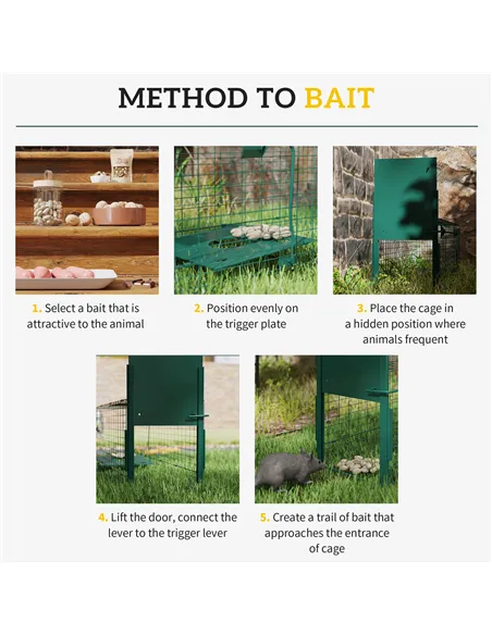 Outsunny Metal Rat Trap with Single Door, for Small Animals, Dark Green