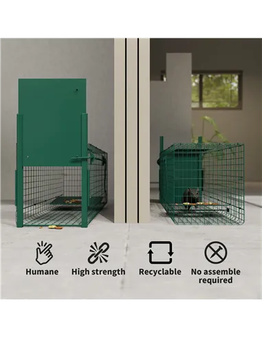 Outsunny Metal Rat Trap with Single Door, for Small Animals, Dark Green