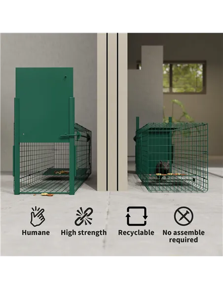 Outsunny Metal Rat Trap with Single Door, for Small Animals, Dark Green