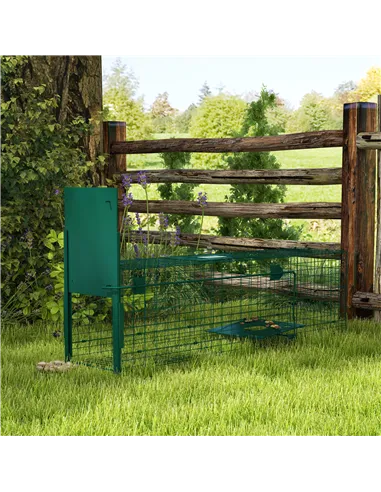 Outsunny Metal Rat Trap with Single Door, for Small Animals, Dark Green