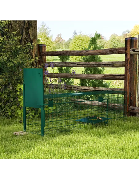 Outsunny Metal Rat Trap with Single Door, for Small Animals, Dark Green