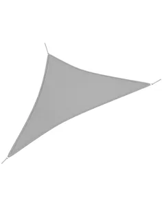 Outsunny 4x4x4m Triangle Sun Shade Sail, Outdoor UV Protection HDPE Canopy, Patio Deck Shelter with Steel Rings and Ropes, Grey