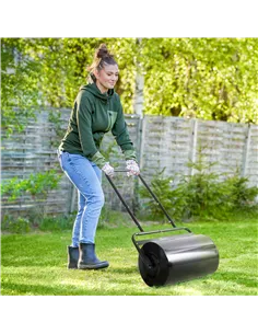 Outsunny 38L Fillable Cylinder Steel Lawn Roller - Black 2