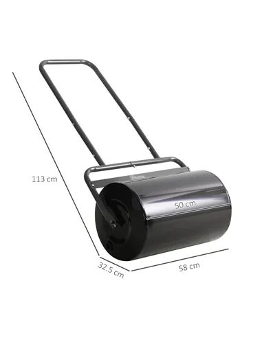 Outsunny 38L Fillable Cylinder Steel Lawn Roller - Black