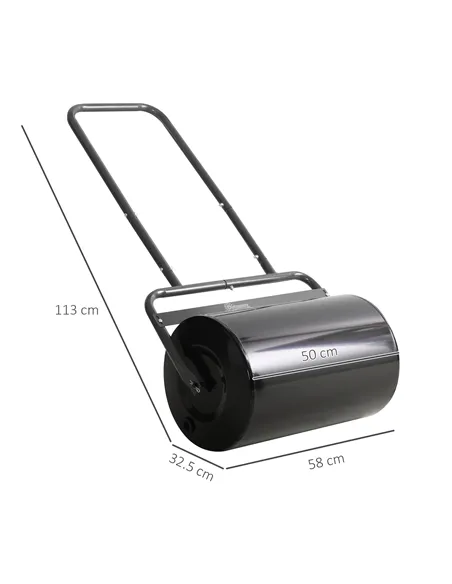 Outsunny 38L Fillable Cylinder Steel Lawn Roller - Black