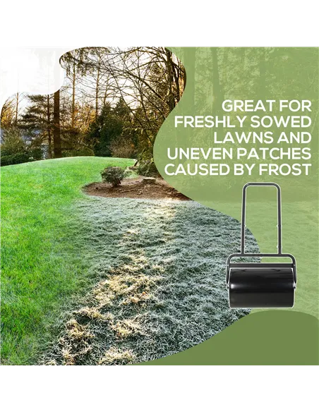 Outsunny 38L Fillable Cylinder Steel Lawn Roller - Black