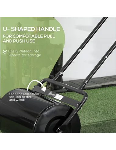 Outsunny 38L Fillable Cylinder Steel Lawn Roller - Black