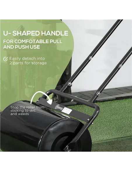 Outsunny 38L Fillable Cylinder Steel Lawn Roller - Black