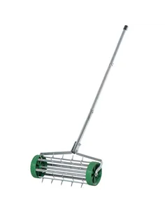 Outsunny Garden Rolling Lawn Aerator Heavy Duty Steel Grass Roller w/ Adjustable Handle