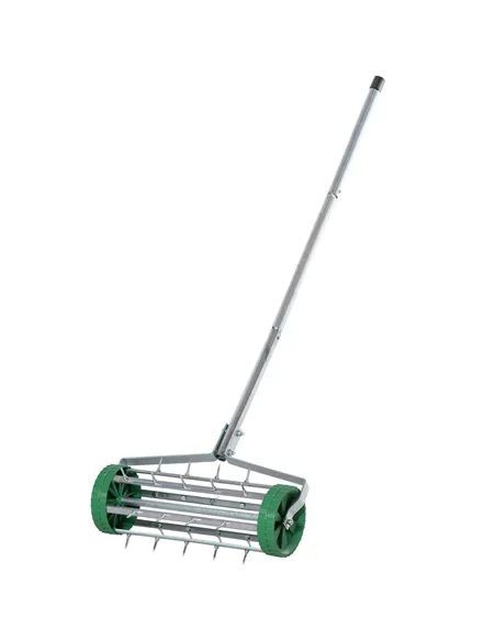 Outsunny Garden Rolling Lawn Aerator Heavy Duty Steel Grass Roller w/ Adjustable Handle