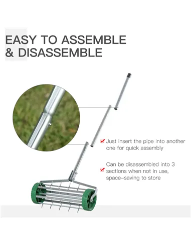Outsunny Garden Rolling Lawn Aerator Heavy Duty Steel Grass Roller w/ Adjustable Handle