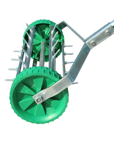 Outsunny Garden Rolling Lawn Aerator Heavy Duty Steel Grass Roller w/ Adjustable Handle