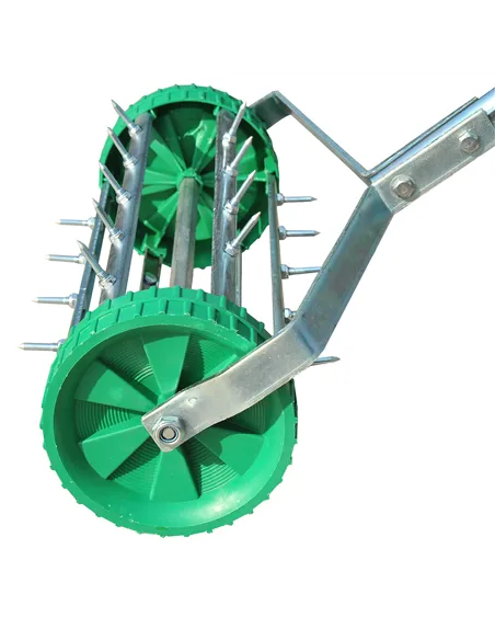 Outsunny Garden Rolling Lawn Aerator Heavy Duty Steel Grass Roller w/ Adjustable Handle