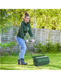 Outsunny 40L Lawn Roller Drum Scraper Bar Collapsible Handle Water or Sand Filled Φ32cm Green 2