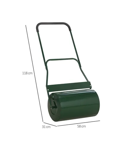 Outsunny 40L Lawn Roller Drum Scraper Bar Collapsible Handle Water or Sand Filled Φ32cm Green