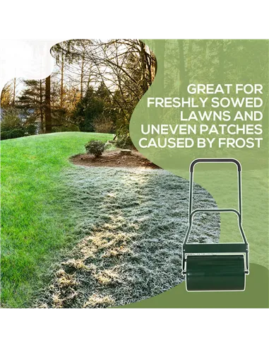 Outsunny 40L Lawn Roller Drum Scraper Bar Collapsible Handle Water or Sand Filled Φ32cm Green