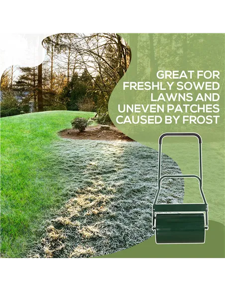 Outsunny 40L Lawn Roller Drum Scraper Bar Collapsible Handle Water or Sand Filled Φ32cm Green