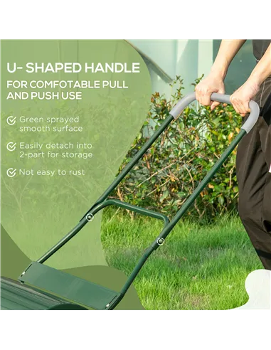 Outsunny 40L Lawn Roller Drum Scraper Bar Collapsible Handle Water or Sand Filled Φ32cm Green