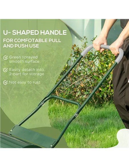 Outsunny 40L Lawn Roller Drum Scraper Bar Collapsible Handle Water or Sand Filled Φ32cm Green