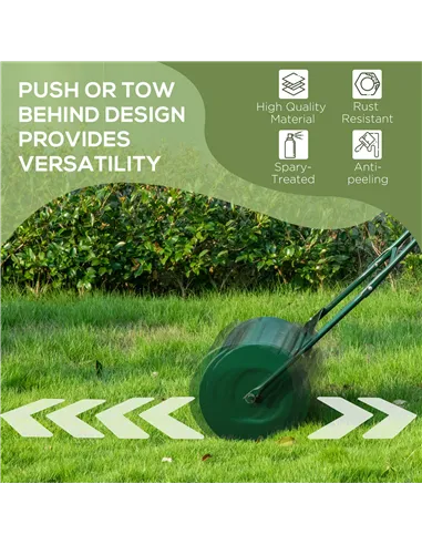 Outsunny 40L Lawn Roller Drum Scraper Bar Collapsible Handle Water or Sand Filled Φ32cm Green