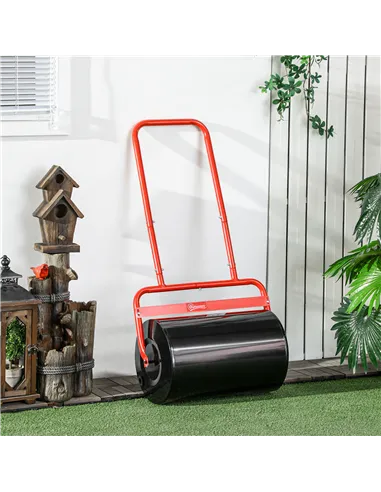 Outsunny 38L Fillable Cylinder Steel Lawn Roller - Red