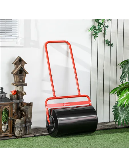 Outsunny 38L Fillable Cylinder Steel Lawn Roller - Red