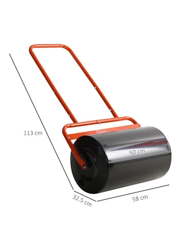 Outsunny 38L Fillable Cylinder Steel Lawn Roller - Red