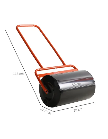 Outsunny 38L Fillable Cylinder Steel Lawn Roller - Red