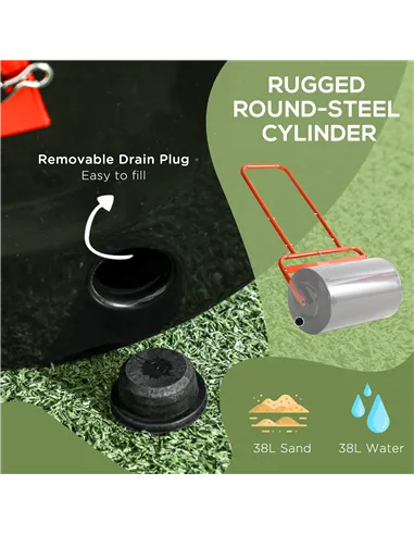 Outsunny 38L Fillable Cylinder Steel Lawn Roller - Red