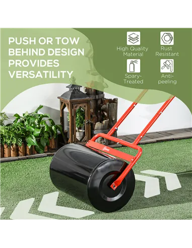 Outsunny 38L Fillable Cylinder Steel Lawn Roller - Red