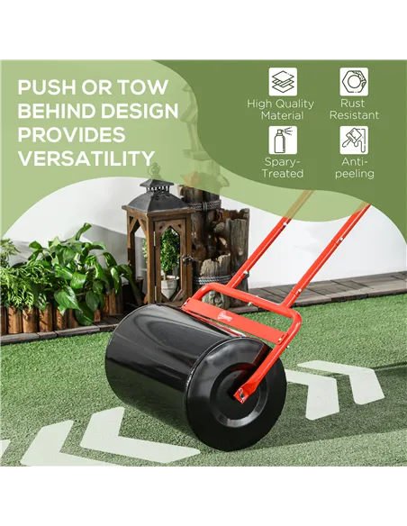 Outsunny 38L Fillable Cylinder Steel Lawn Roller - Red