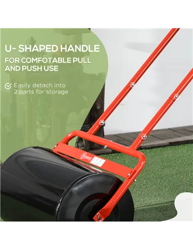 Outsunny 38L Fillable Cylinder Steel Lawn Roller - Red