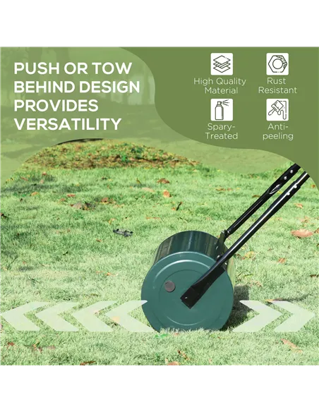 Outsunny 30 L Heavy Duty Water Or Sand Filled Φ30cm Garden Steel Lawn Roller Drum - Dark Green