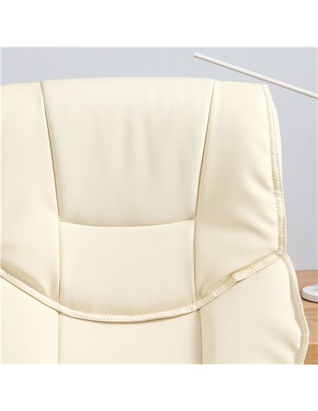HOMCOM Home Office Chair High Back Computer Desk Chair with Faux Leather Adjustable Height Rocking Function Cream White