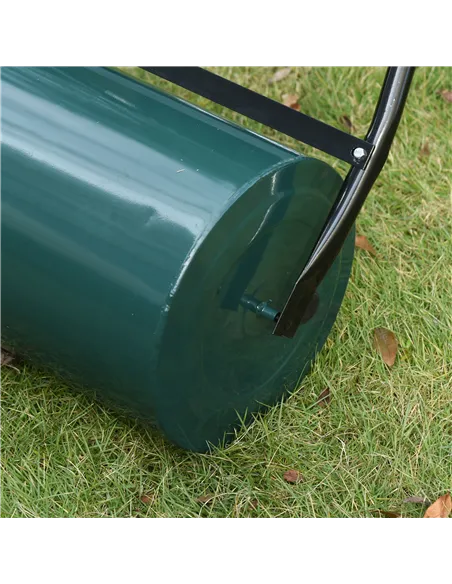 Outsunny 30 L Heavy Duty Water Or Sand Filled Φ30cm Garden Steel Lawn Roller Drum - Dark Green