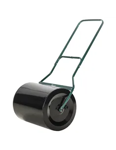 Outsunny φ50cm Steel Garden Lawn Roller Push Pull w/ Fillable Cylinder Water Sand Plug Lawn Flatten Seed Sow Rolling Drum w/ Han