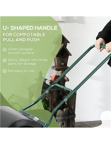 Outsunny φ50cm Steel Garden Lawn Roller Push Pull w/ Fillable Cylinder Water Sand Plug Lawn Flatten Seed Sow Rolling Drum w/ Han