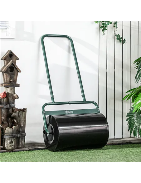 Outsunny 38L Fillable Cylinder Steel Lawn Roller - Dark Green